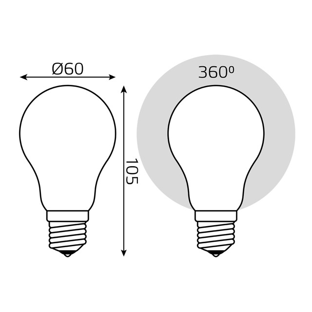 лампа филаментная GAUSS 10Вт LED Е27 860Лм LED 4100К milky А60