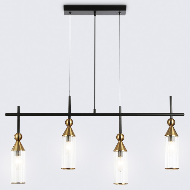 светильник подвесной AMBRELLA High Light E14 4х40Вт черный/латунь/прозрачный