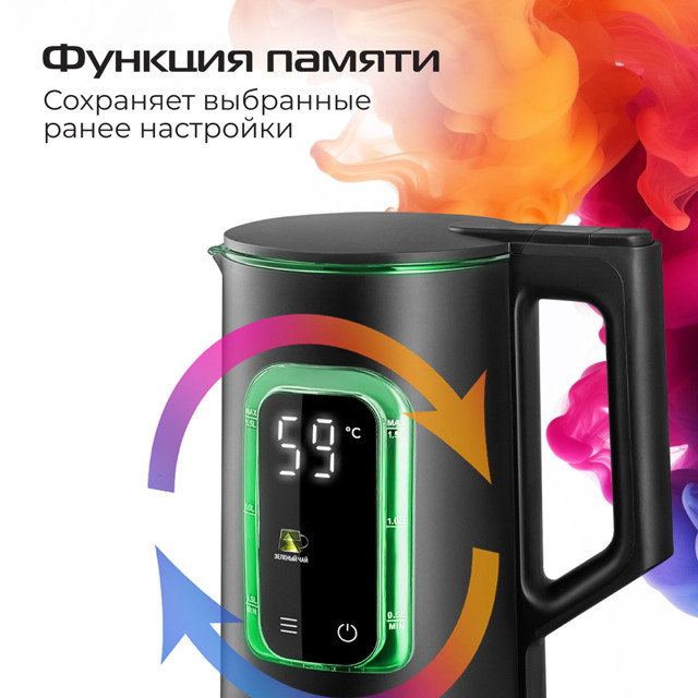 чайник RED SOLUTION G125D 1500Вт 1,5л металл/пластик черный чайник RED SOLUTION G125D 1500Вт 1,5л металл/пластик черный