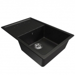мойка Mixline ML-GM19 КОМФОРТ прямоугольная с крылом 750х500х200мм искуственный камень ультра-черная - фото в каталоге Максидом
