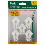 крючок самоклеящийся PARK белый ромб до 1кг 5шт крючок самоклеящийся PARK белый ромб до 1кг 5шт - фото в каталоге Максидом