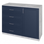 комод 1 дверь 4 ящика Trisha Base 934x1200x440мм МДФ/ЛДСП глубокий синий/цемент светлый - фото в каталоге Максидом
