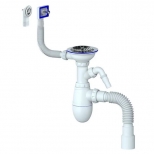 сифон для мойки UNICORN 3.1/2"х40мм чашка 115мм отвод д/БТ с гибкой трубой 40х40/50м - фото в каталоге Максидом