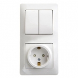 блок 2-клавишный выключатель и розетка SCHNEIDER ELECTRIC Glossa c/з белый - фото в каталоге Максидом