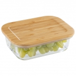 контейнер для продуктов LEONORD Bambu 0,6л 17,6х13,2х6,1см прямоугольный жаропр.стекло, бамбук - фото в каталоге Максидом