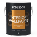 краска в/д KOMANDOR Interior Wallpaper база А матовая для обоев 2,7 л белая, арт.S1306001003 - фото в каталоге Максидом