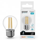 лампа филаментная GAUSS Filament Elementary 12Вт Е27 LED 750Лм 4100К шар - фото в каталоге Максидом