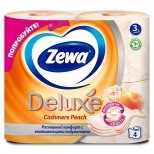 бумага туалетная ZEWA Deluxe 4шт в уп. 3-слойные 145 листов аромат персик - фото в каталоге Максидом