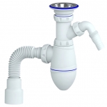 сифон для раковины UNICORN 1.1/4"х32 прикруч. выпуск отвод д/БТ с гибкой трубой 32х40/50мм - фото в каталоге Максидом