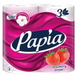 бумага туалетная PAPIA Strawberry Dream 4шт в уп. 3-слойные 140 листов аромат клубники - фото в каталоге Максидом