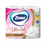 бумага туалетная ZEWA Soft Ultra 4 шт/уп. 4-слойные 130 листов без аромат белая бумага туалетная ZEWA Soft Ultra 4 шт/уп. 4-слойные 130 листов без аромат белая - фото в каталоге Максидом