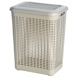 корзина GENSINI Rattan, 43x32x55 см, 50 л, для бытовых нужд, пластик, с крышкой, бежевый - фото в каталоге Максидом