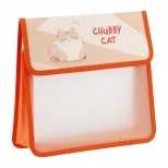 папка для тетрадей ARTSPACE Chubby cat  А5 230х215х40  2 отделения пластик на липучке персиковый - фото в каталоге Максидом