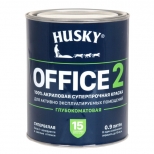 краска акриловая для стен и потолков HUSKY OFFICE 2 суперпрочная база А 0,9л, арт.32223 - фото в каталоге Максидом