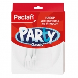 набор PACLAN Party Classic: вилка,стакан,тарелка 16,5см пластик на 6 персон - фото в каталоге Максидом