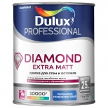 краска в/д DULUX Trade Diamond Extra matt база BС для стен и потолков 0,9л бесцветная, арт.5273954 - фото в каталоге Максидом