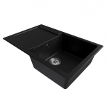мойка Mixline ML-GM31 КОМФОРТ прямоугольная с крылом 770х500х190мм искуственный камень ультра-черная - фото в каталоге Максидом