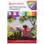 картон цветной BRAUBERG Килиманджаро А4 12л 12цв в папке - фото в каталоге Максидом