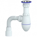 сифон для раковины UNICORN 1.1/4"х32 прикруч. выпуск с гибкой трубой 32х40/50мм - фото в каталоге Максидом