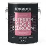 краска в/д KOMANDOR Interior Kids&Bedroom база А матовая интерьерная 2,7 л белая, арт.S1303001003 - фото в каталоге Максидом