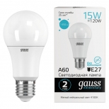 лампа GAUSS Elementary 15Вт E27 LED 1450Лм 4100K A60 шар - фото в каталоге Максидом