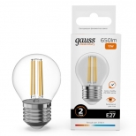 лампа филаментная GAUSS Filament Elementary 10Вт Е27 LED 650Лм 2700К шар - фото в каталоге Максидом