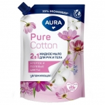 мыло жидкое AURA Pure Cotton 2в1 Хлопок и Полевые цветы 450мл дой-пак - фото в каталоге Максидом