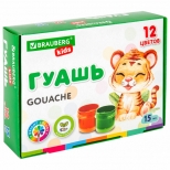 гуашь BRAUBERG KIDS 12 цветов по 15мл - фото в каталоге Максидом