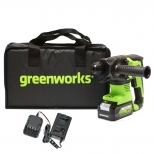 перфоратор аккумуляторный GREENWORKS 3803007UB бесщеточный 2Дж 24В Li-Ion 4,0Ач 1АКБ - фото в каталоге Максидом