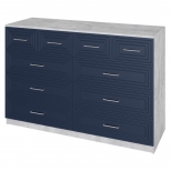 комод 10 ящиков Trisha Base 934x1400x440мм МДФ/ЛДСП глубокий синий/цемент светлый - фото в каталоге Максидом
