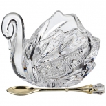 икорница LEFARD Muza Crystal, 11х7х8,5 см, с ложкой, стекло - фото в каталоге Максидом