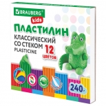 пластилин BRAUBERG классический 12цв 240г со стеком - фото в каталоге Максидом
