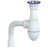 сифон для раковины UNICORN 1.1/4"х32 прикруч. выпуск с гибкой трубой 32х32/40мм - фото в каталоге Максидом