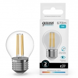 лампа филаментная GAUSS Filament Elementary 10Вт Е27 LED 670Лм 4100К шар - фото в каталоге Максидом