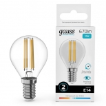 лампа филаментная GAUSS Filament Elementary 10Вт Е14 LED 670Лм 4100К шар - фото в каталоге Максидом