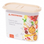банка для продуктов Фиеста 1,65л с клапаном овальная бежевый - фото в каталоге Максидом