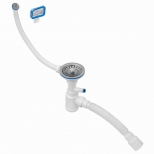 сифон для мойки MasterProf 3.1/2"х40 2 перел., отвод стир. маш. пласт. шток с гибкой трубой 40х32/40 - фото в каталоге Максидом