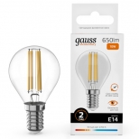 лампа филаментная GAUSS Filament Elementary 10Вт Е14 LED 650Лм 2700К шар - фото в каталоге Максидом