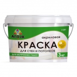 краска акриловая ЛАТЕК Л201 для стен и потолков 3кг белая, арт. 4607067844750 - фото в каталоге Максидом