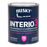 краска акриловая HUSKY INTERIO 3 для стен и потолков база А бархатно-матовая 0,9л, арт.32241 - фото в каталоге Максидом