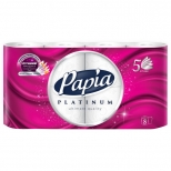 бумага туалетная PAPIA Platinum 8шт в уп. 5-слойные 85 листов без аромата - фото в каталоге Максидом