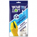 перчатки ЧИСТЫЙ ДОМ с хлопковым напылением латекс размер M - фото в каталоге Максидом