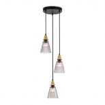 светильник подвесной AMBRELLA High Light E14х3 40Вт черный/светлое дерево/дымчатый - фото в каталоге Максидом