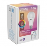 лампа GAUSS Smart Home 10Вт E27 LED 1055Лм 2700/6500К A60 RGBW шар дим - фото в каталоге Максидом