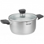 кастрюля RONDELL Strike Grey Ultra 2,8л 20см нерж.сталь стеклянная крышка индукция - фото в каталоге Максидом