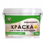 краска акриловая ЛАТЕК Л201 для стен и потолков 14кг белая, арт. 4607067847409 - фото в каталоге Максидом