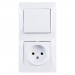 блок 1-клавишный выключатель и розетка SCHNEIDER ELECTRIC Glossa б/з белый - фото в каталоге Максидом