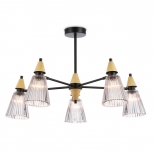 люстра потолочная AMBRELLA High Light E14х5 40Вт черный/светлое дерево/дымчатый - фото в каталоге Максидом