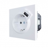 розетка 1 пост LEZARD Zima с/з + USB разъём белый - фото в каталоге Максидом