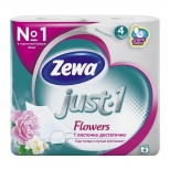 бумага туалетная ZEWA Just Flowers 4 шт/уп. 4-слойные 90 листов цветочный аромат - фото в каталоге Максидом
